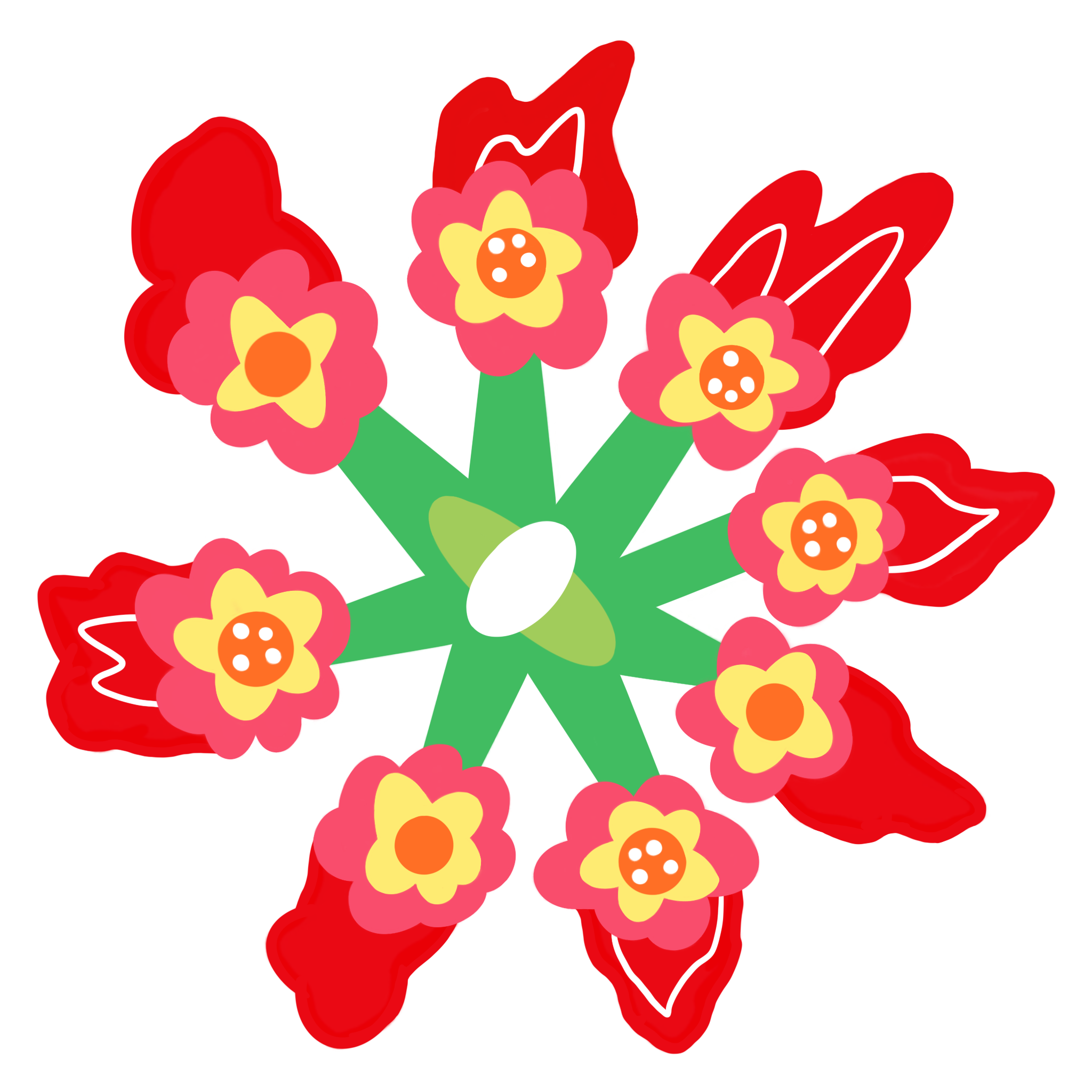 Red and pink circular flower design