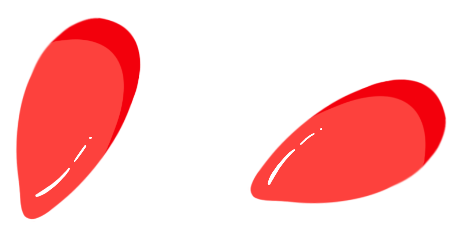 Two red leaf designs with white outlines